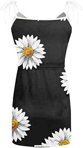 Maxi haljina za žene, žensko ljetno casual modno otisnuto V izrez za crtanje remen za remen