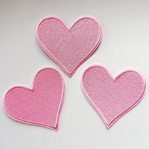 Misdonr 3pcs lagan ružičasti srce vezeno željezo na zakrpama za odjeću ruksaci 2,7x2,8 inča