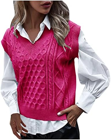 Fmchico obrezani džemper prsluk za žene, ženska pletiva bez rukava s kratkim rukavicama