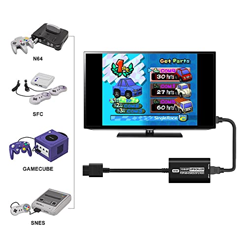 Kacenray HDMI konverter za Nintendo Gamecube NGC N64 SNES SFC 1080p Upscaler HDMI Adapter sa Av / S-Video signalom i 4: 3/16: 9 prekidačem omjera za Nintendo Game Console