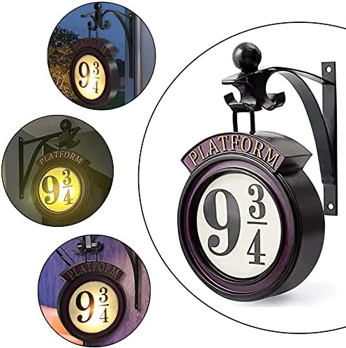 Cawvox Vintage viseća 9 3/4 noćno svjetlo, Filmovi metalna zidna Viseća platforma 9 ¾ noćno svjetlo, dekor kućne sobe 9 ¾ signalna svjetla dekoracija Led lampe, poklon za ljubitelje filmova 20. godišnjice-Crno crvena