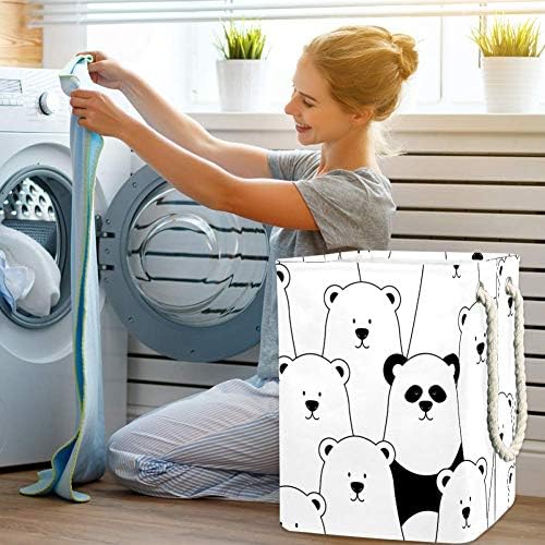 DJROW uska korpa smiješni bijeli polarni medvjedi i Panda sklopiva korpa za odjeću velikog kapaciteta sa ručkama kanta za odlaganje ćebadi igračke za odjeću
