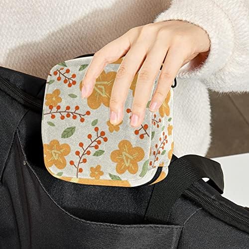 ORYUEKAN torba za čuvanje higijenskih uložaka, prenosiva menstrualna torba za žene i djevojčice torbica za menstrualne čašice, crtani cvijet narandže jesen Lovely