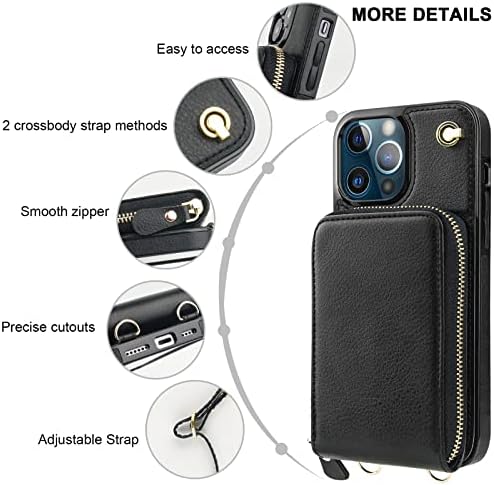 Kihuwey torbica za novčanik Crossbody za iPhone 13 Pro Max, džepna torbica sa zatvaračem sa držačem za