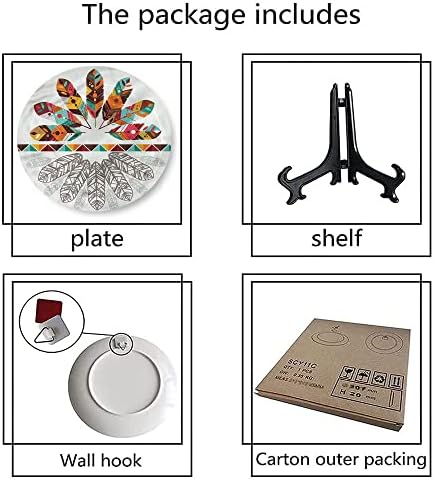 Ligutars keramička tablica, plemenski keramički viseći dekorativni tanjur, plemenski američki perje, 6 inča, kućanski prilagođeni keramičkim pločama, višebojni