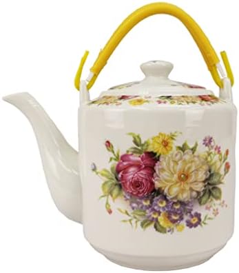 FixTureDisplays® Mali 2 litre Keramički porcelanski čajnik čajnik sa cvjetnim dizajnom, 8x6x7 , 1,5 funti, ne