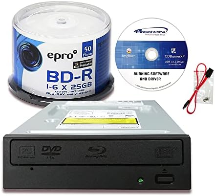 Vinpower Digital Pioneer BDR-212V 16x Blu-ray DVD CD Snimanje pogona sa gorionikom sa 6x 25GB AZO LTH BD-R 50 diskovi + softver + kabel + montažni vijci