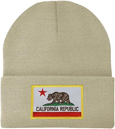 Napravljeno u SAD - California Bear Flag Emsered Patch zimske duge manžetne Beanie