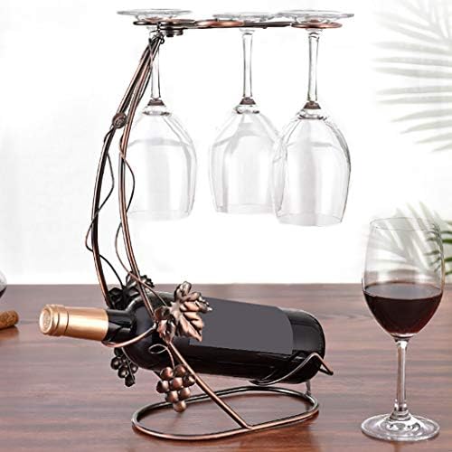 Držač za vinski stalak i nosač za vino - drži 1 bocu i 2/4 čaše - samostojeći nosač za vinski stakleni trak