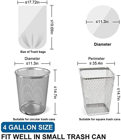 T.FORING 4 GALLON TOG TOG TOG TORBET - 120 Broj kupaonica Torbe za smeće, bezsećene bijele plastične vrećice za otpad od 15 lita za smeće za kuhinju, dom, ured i spavaću sobu