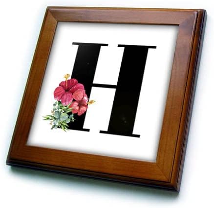 3drose Mahwish-Monogram-slika cvjetnih monograma H-uokvirenih pločica