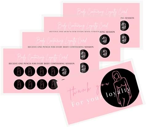 Boutique Marketing Body Contouring Loyalty kartice za popust | 50 pakovanje / 2x3, 5 inčna veličina vizit karte / dizajn roze kartice