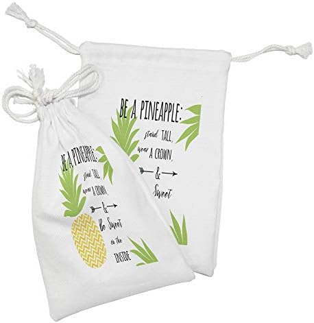 Plaža Ambesonne Rekavši torbicu od 2, inspirativne riječi Budite egzotični dizajn svježeg voća arrow motiv, mala torba za vuču za toaletne potrepštine, 9 x 6, višebojni