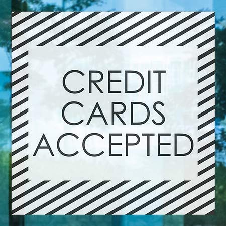 CGSIGNLAB | Kreditne kartice prihvaćene -stripe bijele prozor Cling | 24 x24