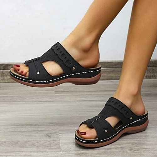 Ženske sandale cipele udobne flip flops za žene s lukom potpore ljetne smeđe pete sandale za žene