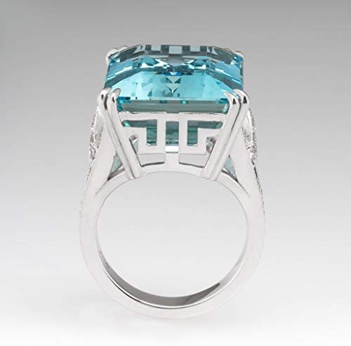 Pravokutnik Modni plavi dama Geometrijski nakit prsten zvoni midi prstenovi