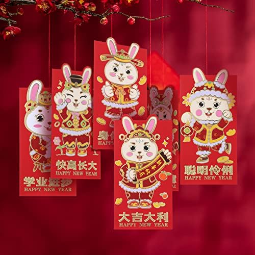 INOOMP 24kom Nova godina crvena koverta 2023 Zodiac Rabbit Lucky Money koverte Kineski crveni džepovi Hong Bao