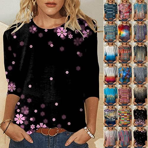 Kaniem Ženski vrhovi Ljeto Ženski dnevni kravata Dyed & Vintages Ispiši Oključni na vrhu majica za okrugli vrat na vratu