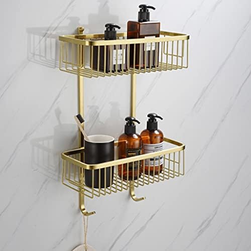 WODMB kupaonica Dvostruka police za skladišni nosač od nehrđajućeg čelika brušenog zlata kupaonica tuš gel šampon stalak