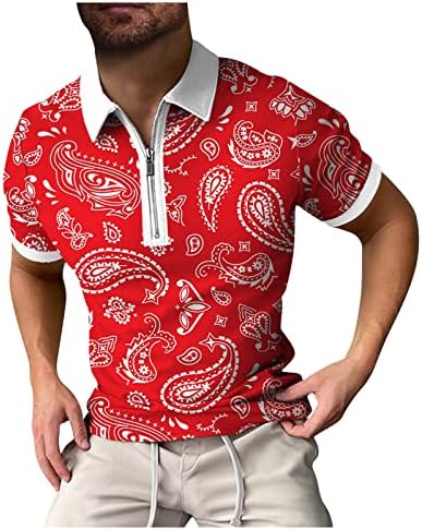 Muški Zipper Polo Majice Kratki Rukav Casual Slim Fit Atletski Tenis Golf Polos T-Shirt Prozračni