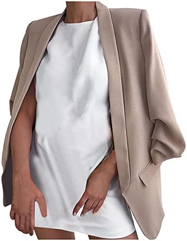 Ženski čvrsti Casual blejzeri ovratnik s reverom otvoreni prednji Sako Temperament Vintage jakne za radnu kancelariju