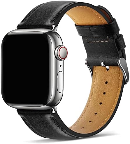 Cuteluding narukvica za sat od prave kože kompatibilna za Apple Watch 42mm 44mm 45mm 49mm, Vintage zamjenska traka za iWatch Ultra SE2 se seriju 8/7/6/5/4/3/2/1 narukvica za muškarce i žene-crna
