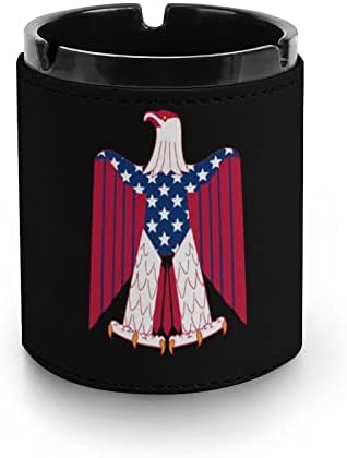 Američka zastava ćelav orao smiješno PU kožne pepeljare cigarete Držač za ladicu za pepelom za kućne uredske