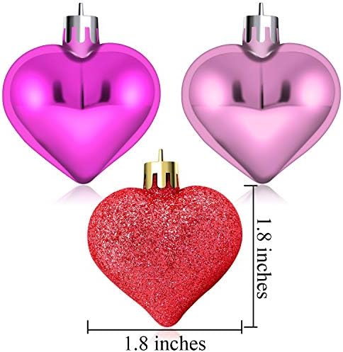 Elcoho 24 komada Valentinovo Heart Baubles ukrasi ukrašavanja srca u obliku srca za dekoracije zaljubljenih za Valentinovo, 2 stila