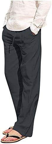 Muške vučne pamučne posteljine casual pantalone Elastični džepovi struka Plaža Pant Stretch Yoga Hlače