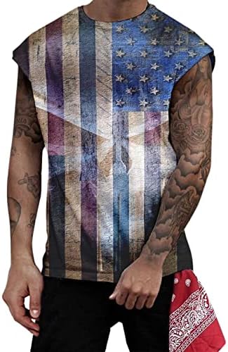Bmisegm ljetne majice za muškarce Dan nezavisnosti 3D štampani muški džemper Tank Top Casual muški Dugi rukav trčanje