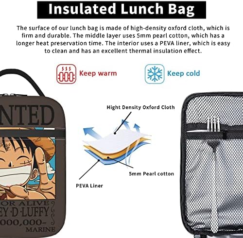 EVESKY Anime kutija za ručak za dječake torba za ručak sa držačem za flaše izolovana hladnjača kutija