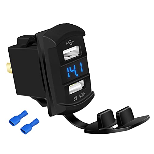Daiertek Marine USB prekidač 12V Dual punjački priključci 4.2A utičnica Vodootporna sa plavim LED digitalnim voltmetrom za poklopcu za rocker na brodu RV auto vozila