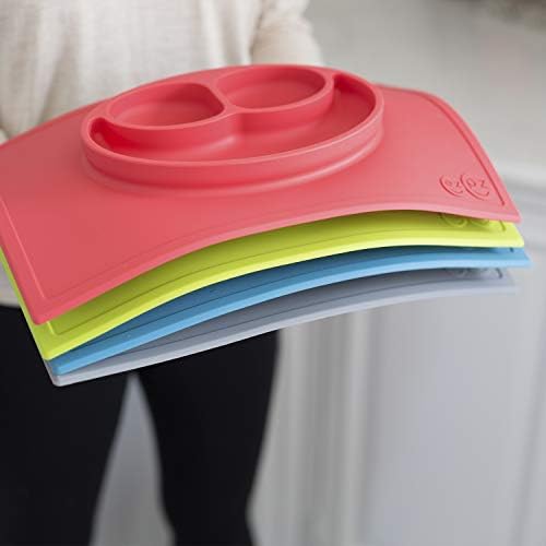 ezpz Happy Mat nova verzija- silikonska usisna ploča sa ugrađenim podmetačem za malu djecu + predškolce - podijeljena ploča-sigurna u mašini za pranje sudova