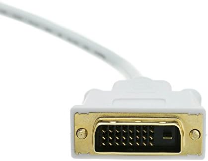 CableWileleale 6 stopa Mini DisplayPort do DVI Video kabel, bijeli, Mini DisplayPort muški do dva muškog muškarca, 32 AWG, 1920 x 1080 DVI-D to Mini DisplayPort kabel za PC, laptop, MacBook
