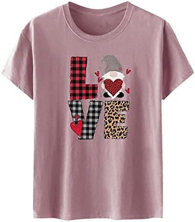 Majice za žene za žene Kratki rukav Bašični tee Leopard Plaid Gnome Print Holinic Tunts Ljeto Slatke majice