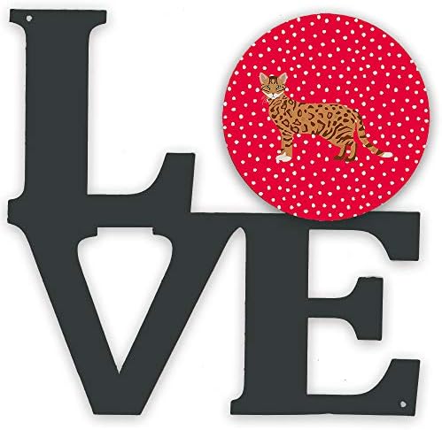 Caroline's Treasures CK5580WALV Cheetoh 1 mačka voli metalni zid umjetnička djela ljubav, Crvena,
