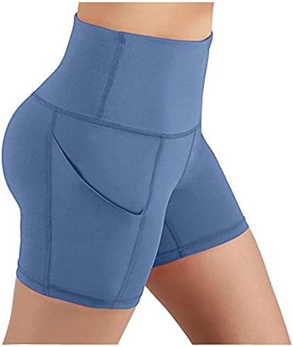Visoke kontrole Ženske pantalone za trčanje Yoga Džepovi za obuku Trbomen Shorts Struk Yoga Hlače