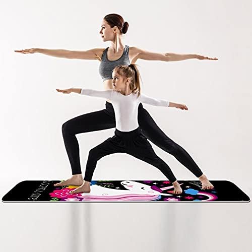 Debela neklizajuća Vježba & amp; fitnes 1/4 prostirka za jogu sa jednorog crnim printom za jogu Pilates & amp; Vježba fitnesa na podu