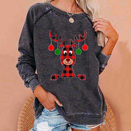 Ženska Crewneck Dukserice Moda 2023 Novogodišnji božićni džemperi s dugim rukavima Pleo je pulover grafičkog