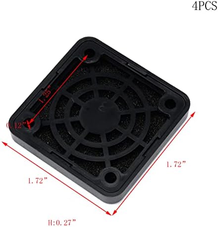 Faotup 4pc 1.72 inčni crni Filter za prašinu sa ventilatorom računara,Filter prašine sa ventilatorom za hlađenje,Filter ventilatora plastičnog kućišta,1.72×1.72×0.27 inča