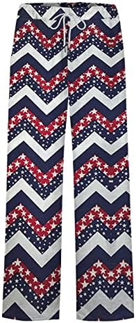 4. jula pantalone za jogu za žene Ležerne ljetne vrećaste pantalone sa širokim nogavicama Usa Flag Stripes Tie-Dye Lounge hlače