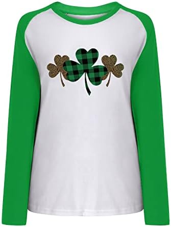 Ženski Raglan Dugi rukav T-Shirt irski Shamrock duksevi Lucky Clover St Patricks Day pulover vrhovi Casual labave