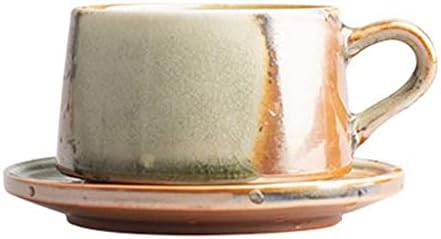 Šolja Vintage Handmade Kamen / Kup za kavu Crvena ručna šalica za kavu i tanjir japanske keramike Latte Art Cappuccino Barista Cup Mugs-Default