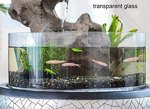 Komplet posuda za ribu staklena posuda keramička baza akvarijum sa pumpom i dekorom mala posuda za ribu transparentni