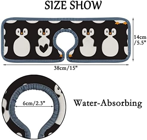 Vantaso 3pcs Faucet upijajuća mat, pingviini srca crno bijeli umivaonik za pranje za pranje prskati
