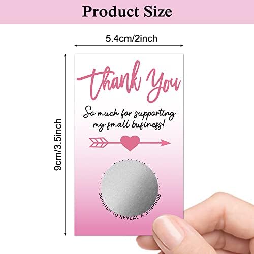 Haizct 50 Pack Pink Hvala Blank Poklon sertifikat Off Off Karte za malu tvrtku, Spa Beauty šminka frizerski