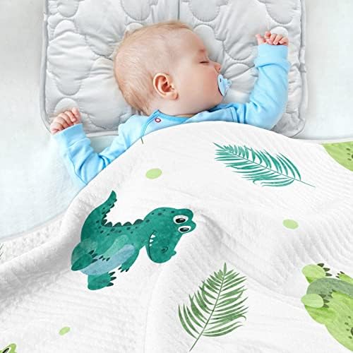 Swaddle pokrivač zeleni krokodili Pamučni pokrivač za dojenčad, primanje pokrivača, lagana mekana