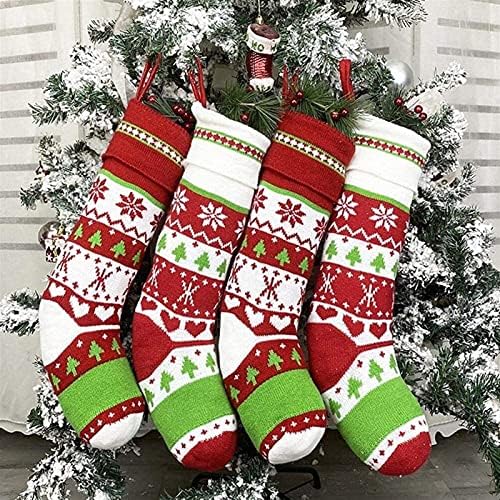 ALREMO HUANGXING - Božićna čarapa set od 2, 18 Velika 3D vuna božićna čarapa Sack poklon torba za ukras za božićne ukrase božićne torbe za torbu za bombone