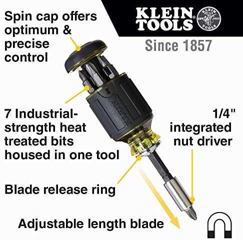 Klein Tools 80037 set alata za odvijače, višebojni džepni precizni odvijač i podesivi dugački odvijač,