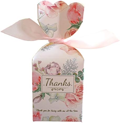 Toyvian 12pcs cvjetni poklon kutija za vjenčanje s vrpcom Papir bombon poklon kutija za angažman mladenke za